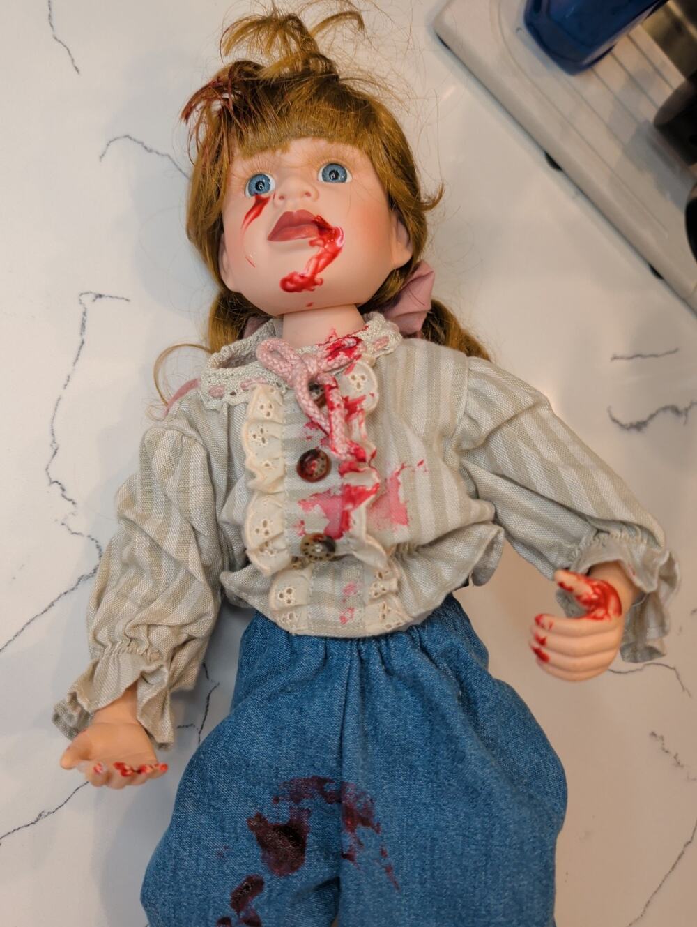 OOAK Boyds Collection Horror Porcelain Doll Vintage 2000 Goth Zombie Doll Art